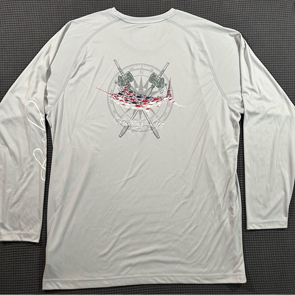 Fishing Life Other - Fishing Life XL Gray UPF 50 Long Sleeve Fishing Shirt Compass Graphic